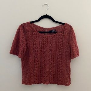 american eagle crochet shirt with button up back